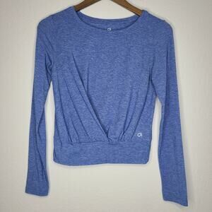 Gap Blue Long Sleeve Athletic Top Gathered Hem Small Cropped